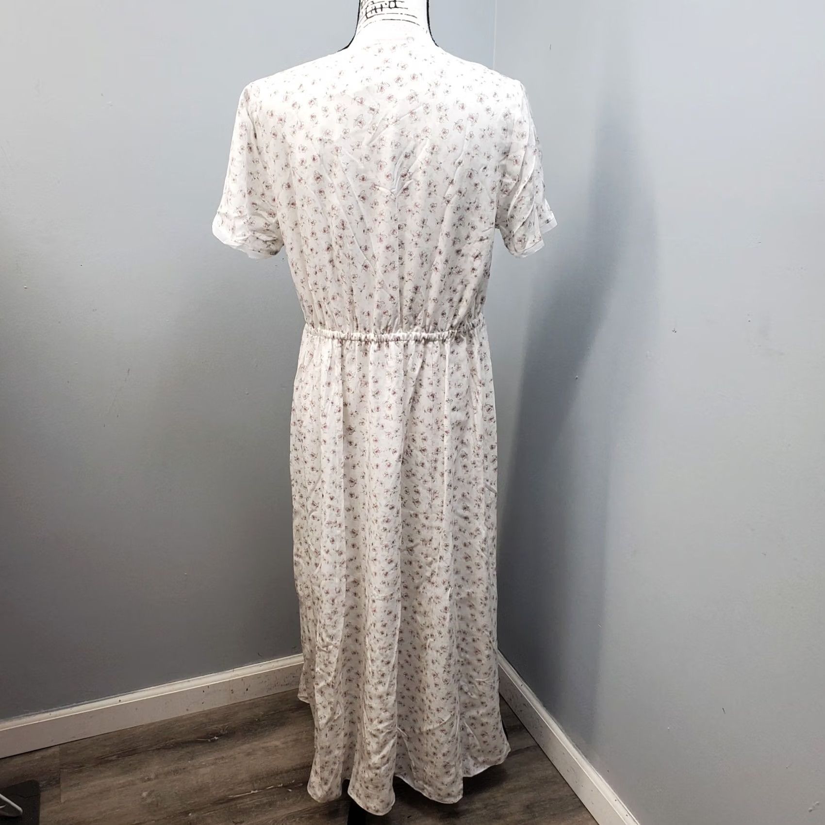 Vintage White Label Dress Womens 10 Maxi Multi Lined Floral Stretch Silk Jacquard Frill Size L / US 10 / IT 46 - 2 Thumbnail