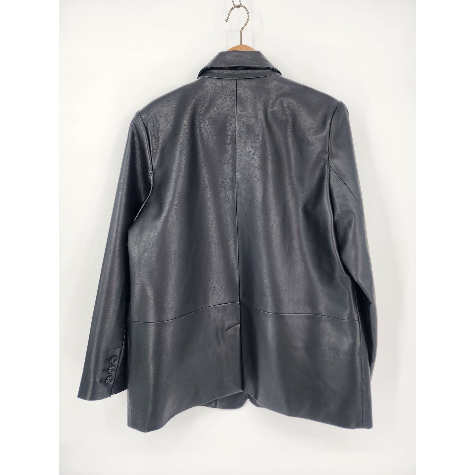 Bcbgmaxazria BCBGMAXAZRIA Black Vegan Leather Blazer Women's Size Large Size L / US 10 / IT 46 - 9 Thumbnail