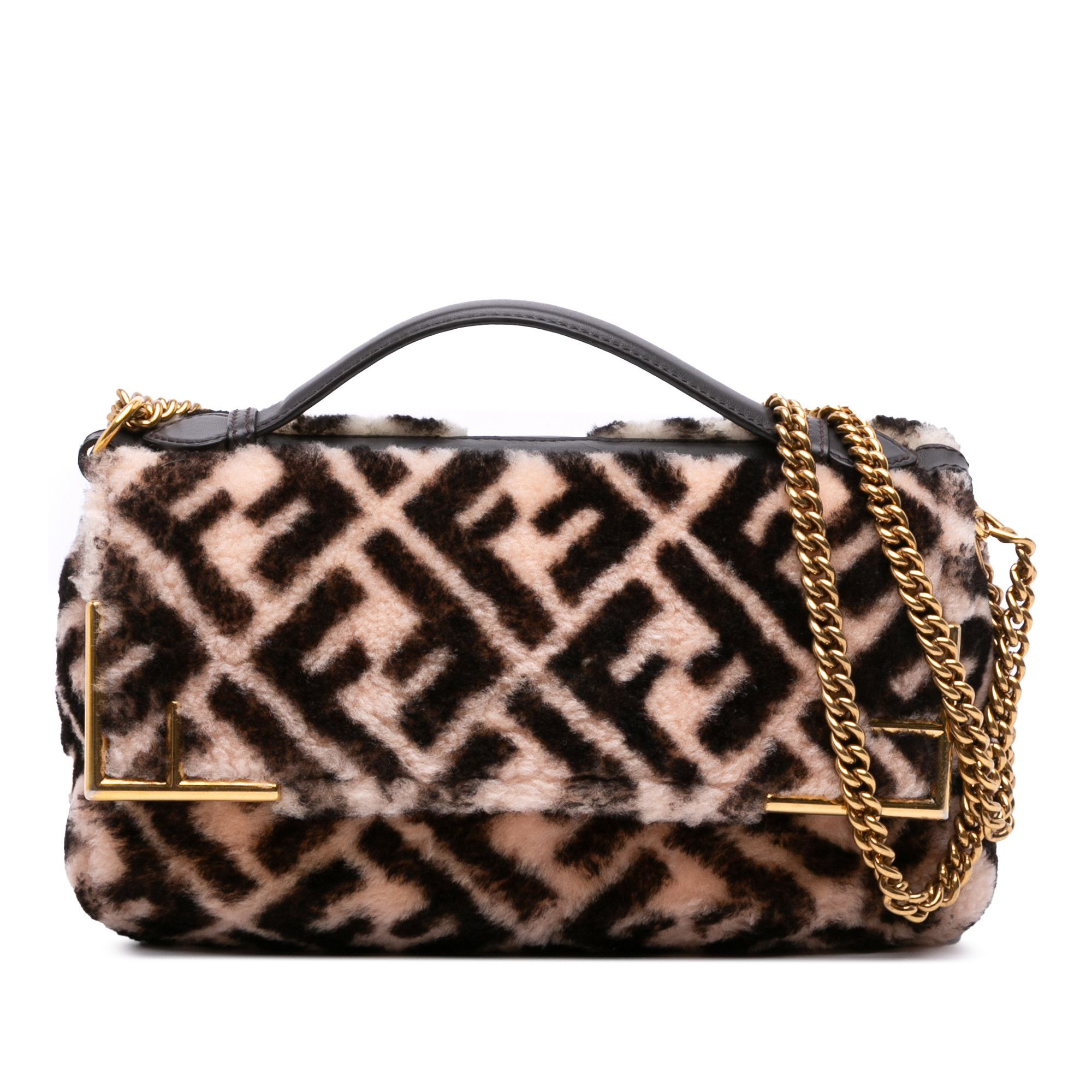 Fendi Fendi Zucca Shearling Double F Baguette Satchel Size ONE SIZE - 1 Thumbnail