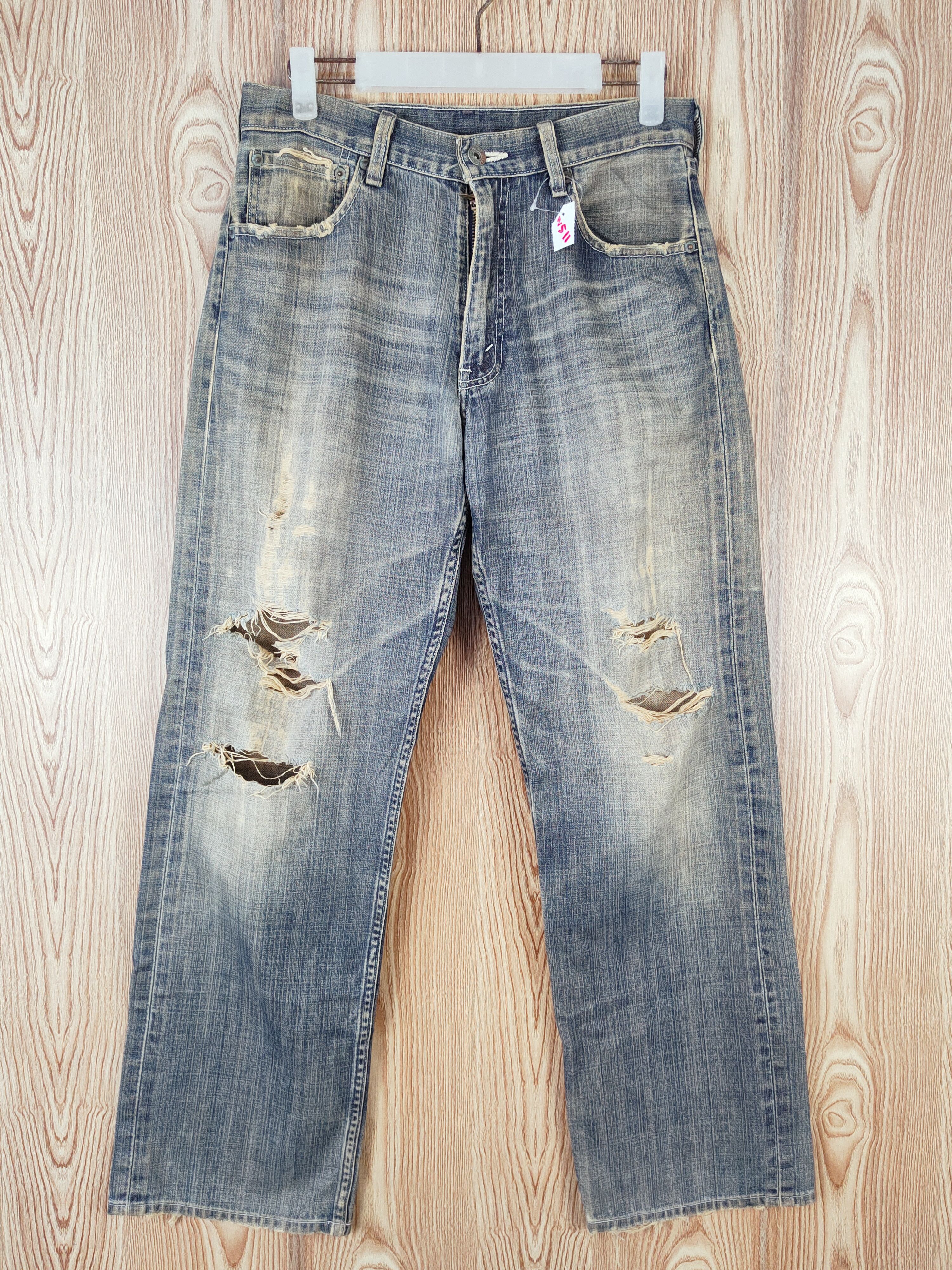 Japanese Brand 503 Levi's Dark Blue Faded Distressed Ripped Jeans #W511 Size US 30 / EU 46 - 1 Thumbnail