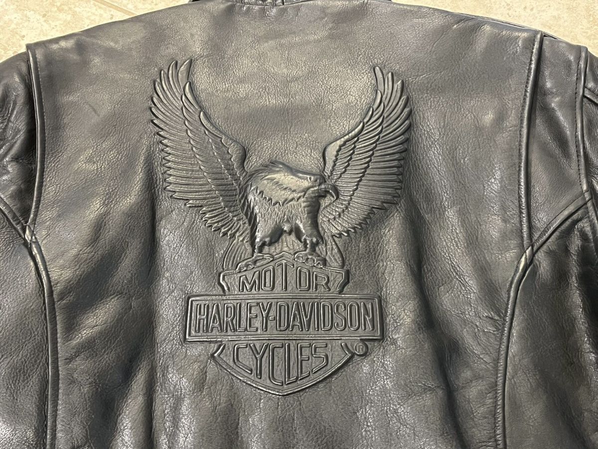 Harley Davidson Harley Davidson EMBOSSED EAGLE Black Leather Jacket LOGO Size US L / EU 52-54 / 3 - 9 Thumbnail