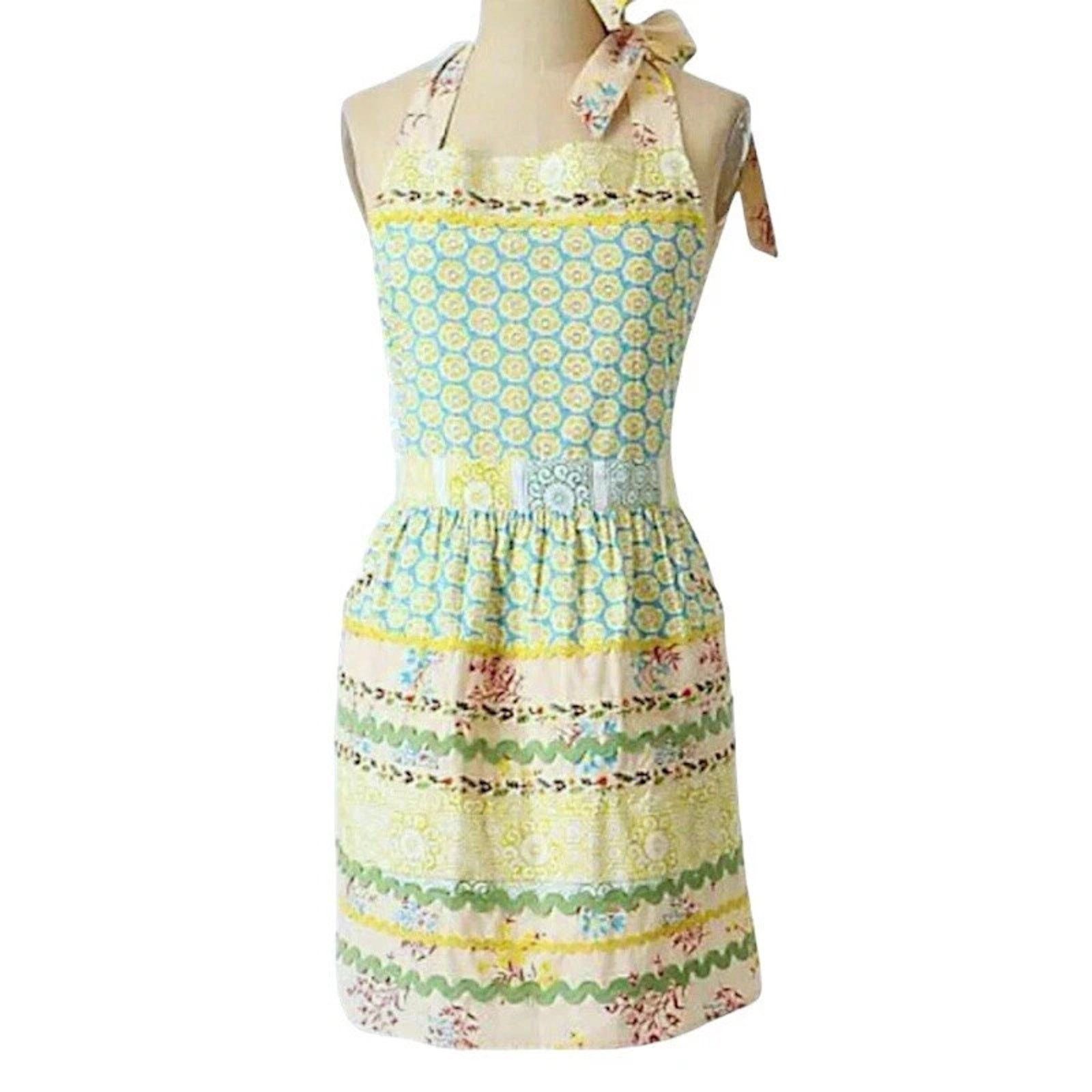 Anthropologie Anthropologie Halter Apron Cotton Front Pockets Tie Neck Size ONE SIZE - 1 Thumbnail