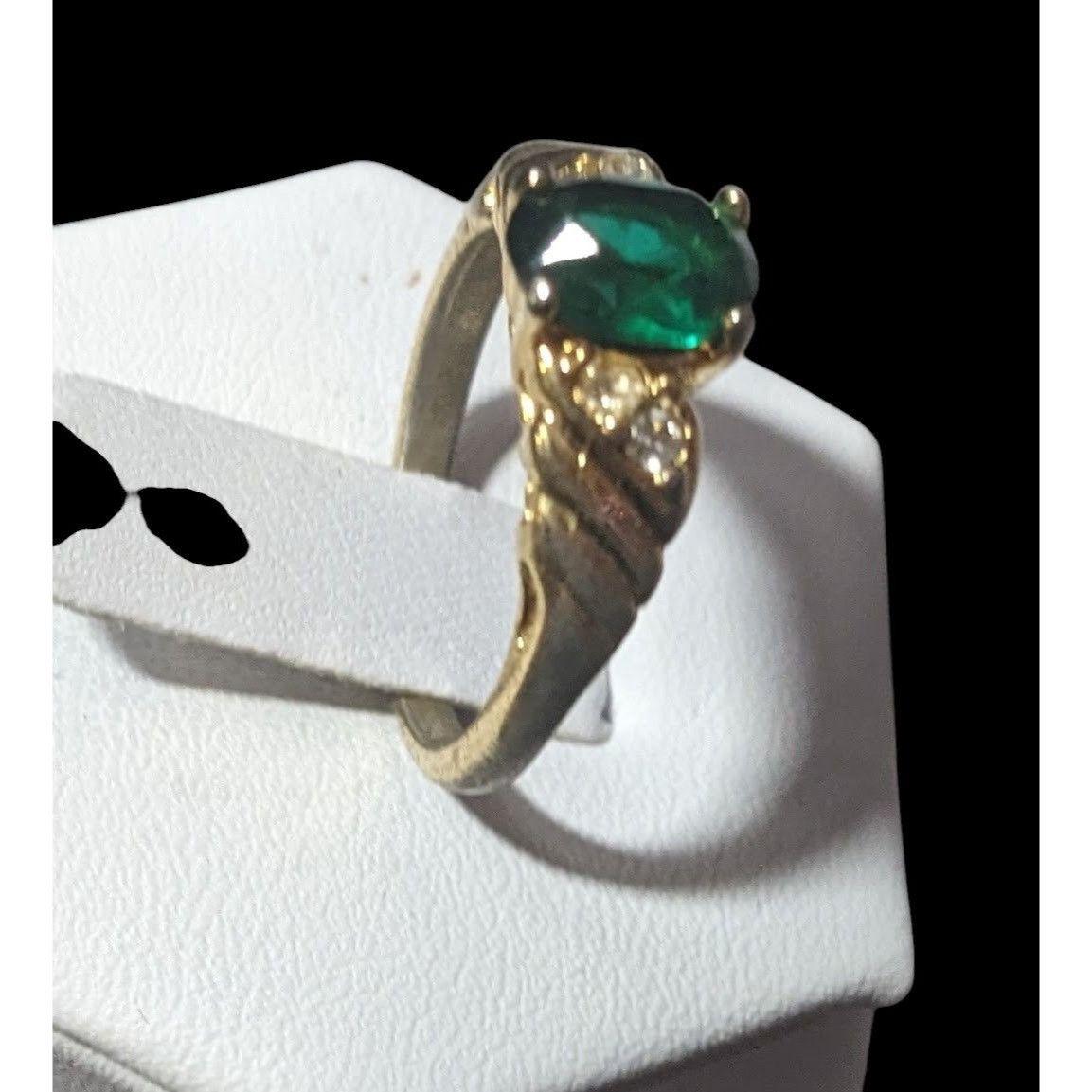 Other Elegant Mid Century Jewelry Concepts Gold Tone Ring With Gre Size ONE SIZE - 2 Thumbnail