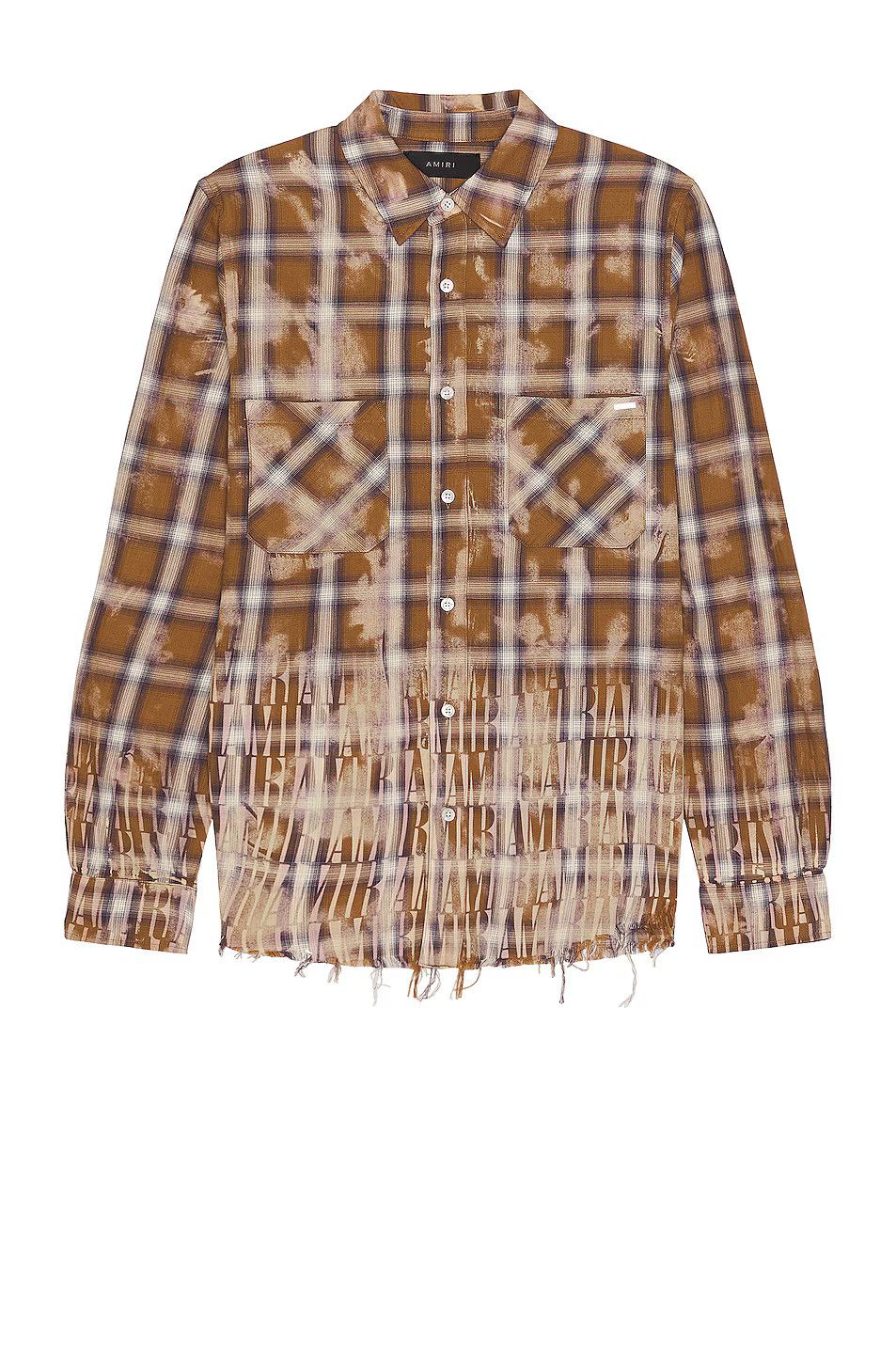 Amiri o1mle0925 Bleach Amiri Logo Flannel Shirt in Brown Size US S / EU 44-46 / 1 - 1 Preview