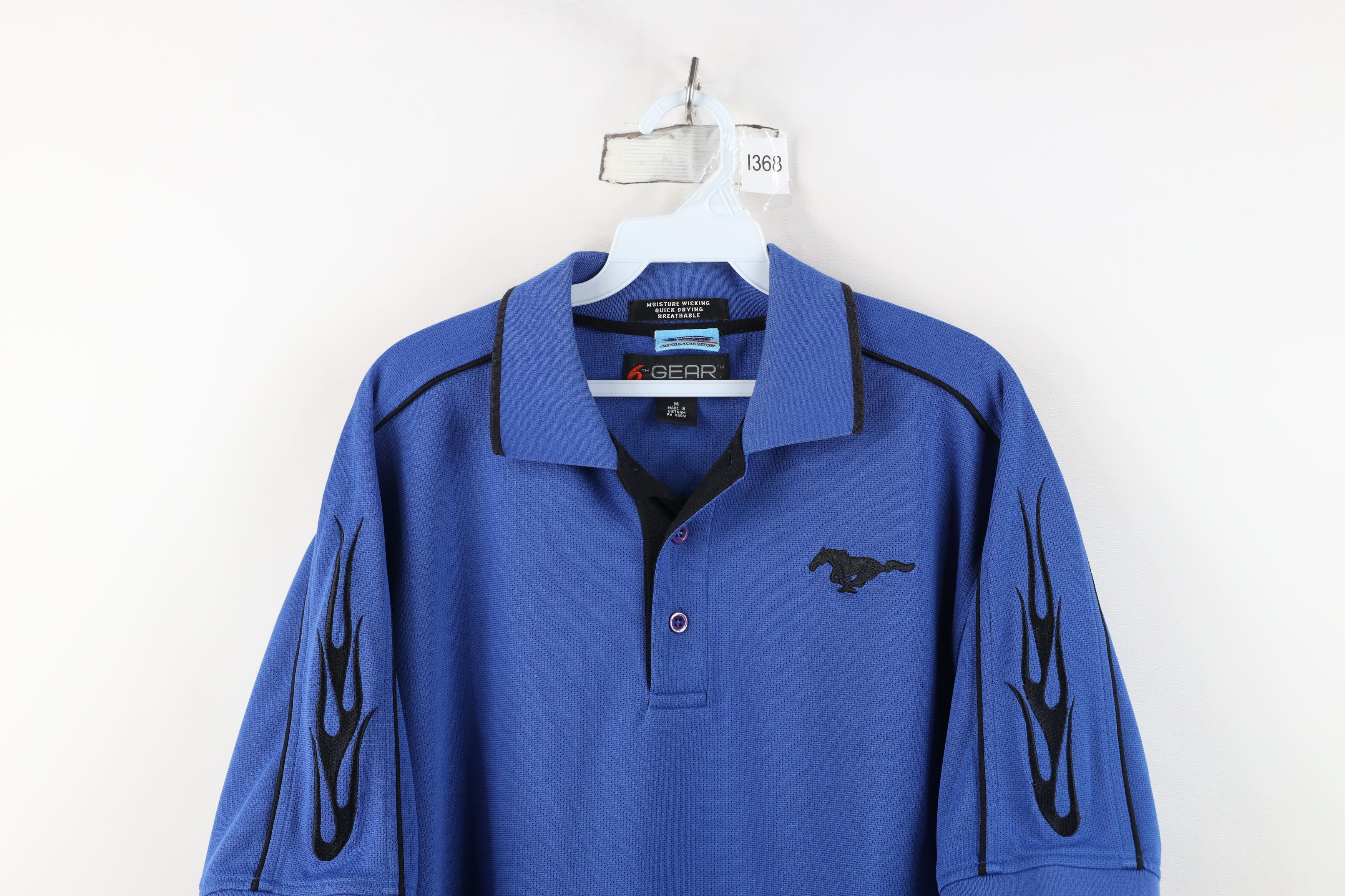 Vintage Vintage Ford Motor Co Racing Fire Flames Polo Shirt Blue Size US M / EU 48-50 / 2 - 2 Thumbnail