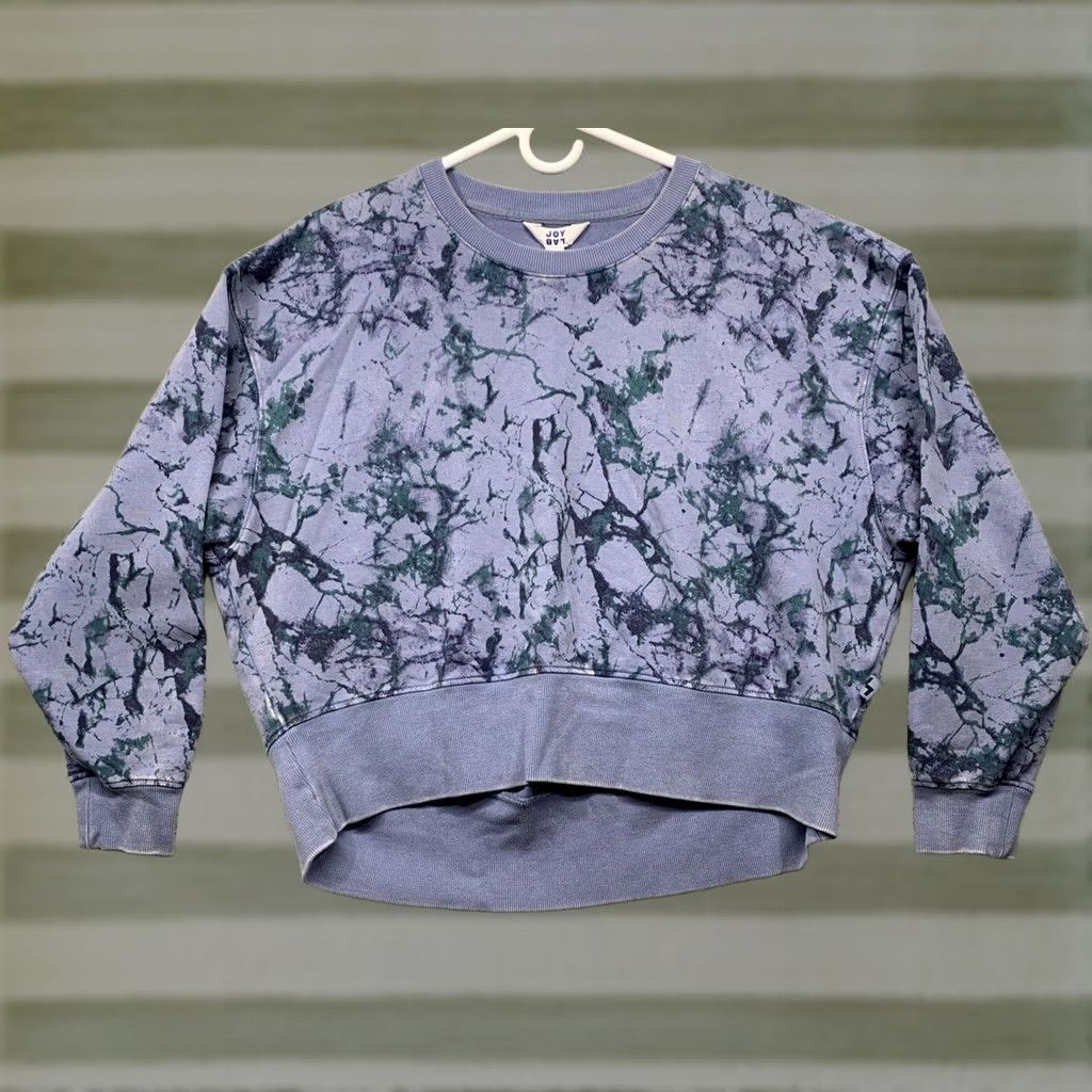 Vintage Joy Lab Women's Cropped Sweatshirt Large Infinity Marble Blue Long Sleeve Crew Neck Pullover All Seasons Easy Care Relaxed NWOT Size L / US 10 / IT 46 - 1 Thumbnail