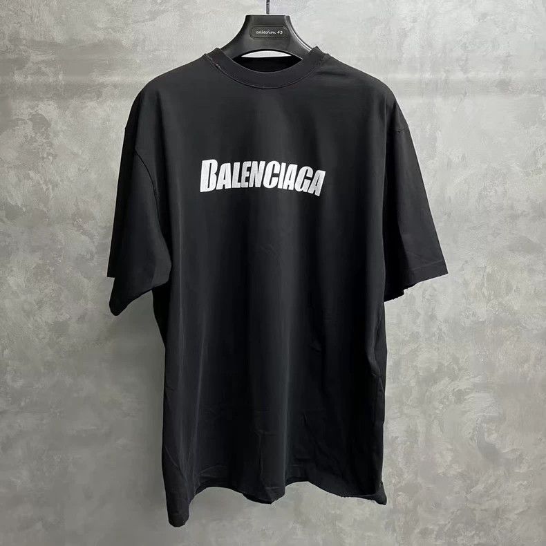 Balenciaga Black monogram logo crew neck short sleeve T-shi