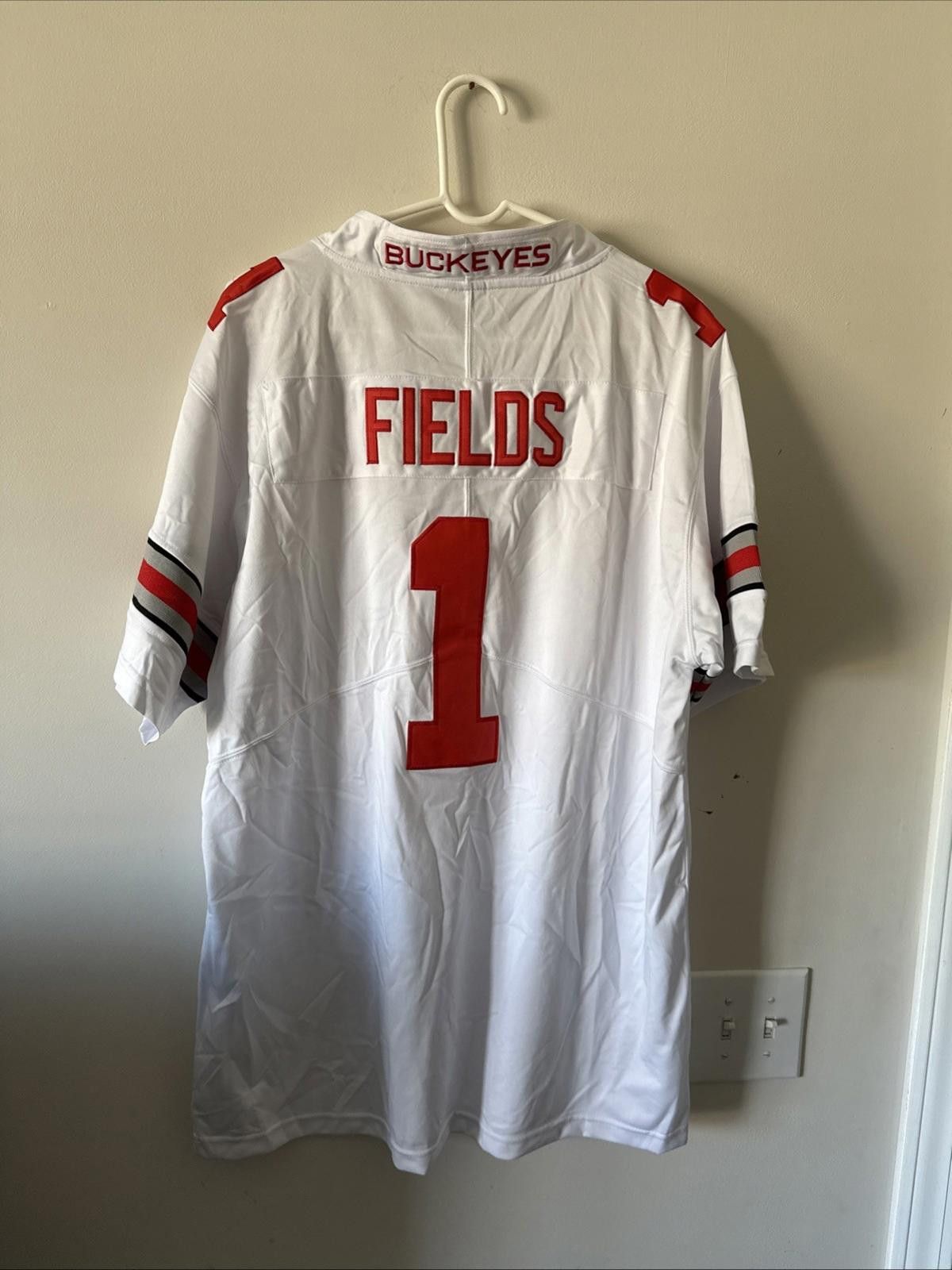 Nike Men’s Nike Ohio State Justin Fields #1 Jersey Sz XL White Size ONE SIZE - 5 Thumbnail