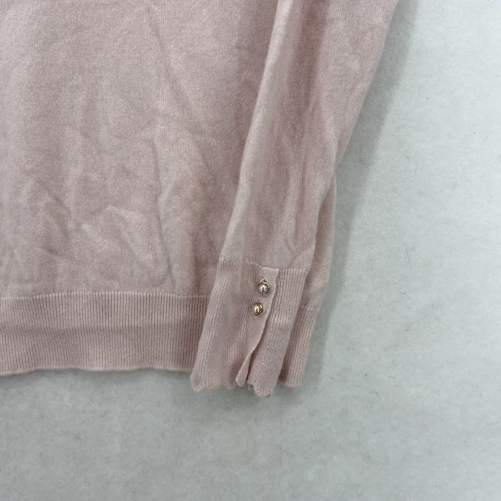Nanette Lepore Nanette Lepore Sweater Womens Large Pink 100% Cashmere Mock Neck Ruffle Cuff Knit Pullover Casual Winter Size L / US 10 / IT 46 - 3 Thumbnail