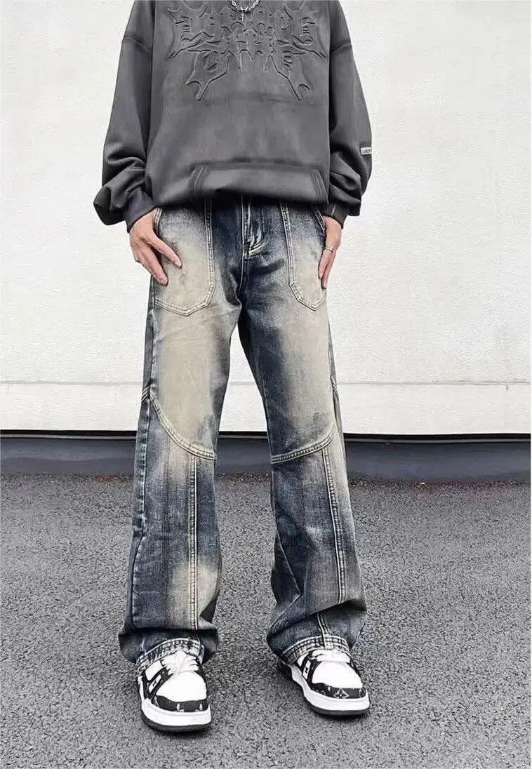 Japanese Brand Retro loose fitting wide leg patchwork jeans Size US 32 / EU 48 - 6 Thumbnail