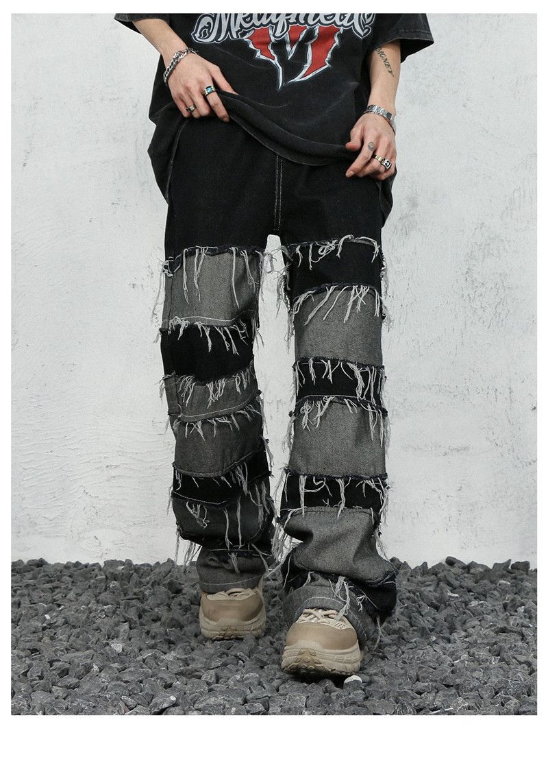 Designer Opium style baggy Stacked patchwork Jeans | Grailed