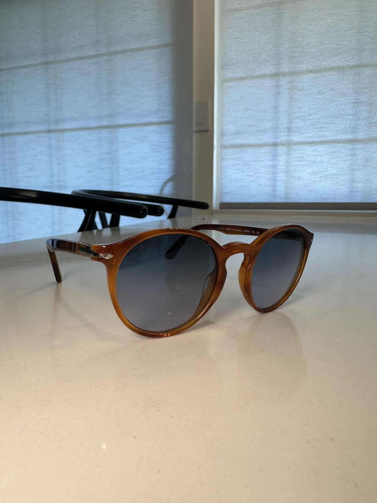 Persol Persol Sunglasses — Brown Acetate Frame w/ Dark Blue Lenses Size ONE SIZE - 2 Thumbnail