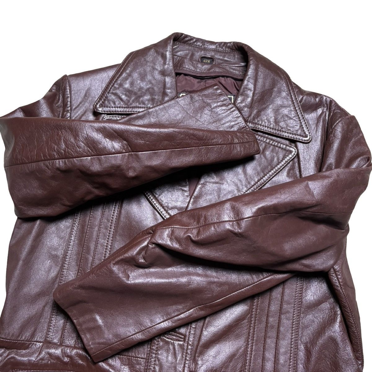 Other Vtg Montgomery Ward Brown DISCO MOB Mafia Leather Jacket 42R Size US L / EU 52-54 / 3 - 6 Thumbnail