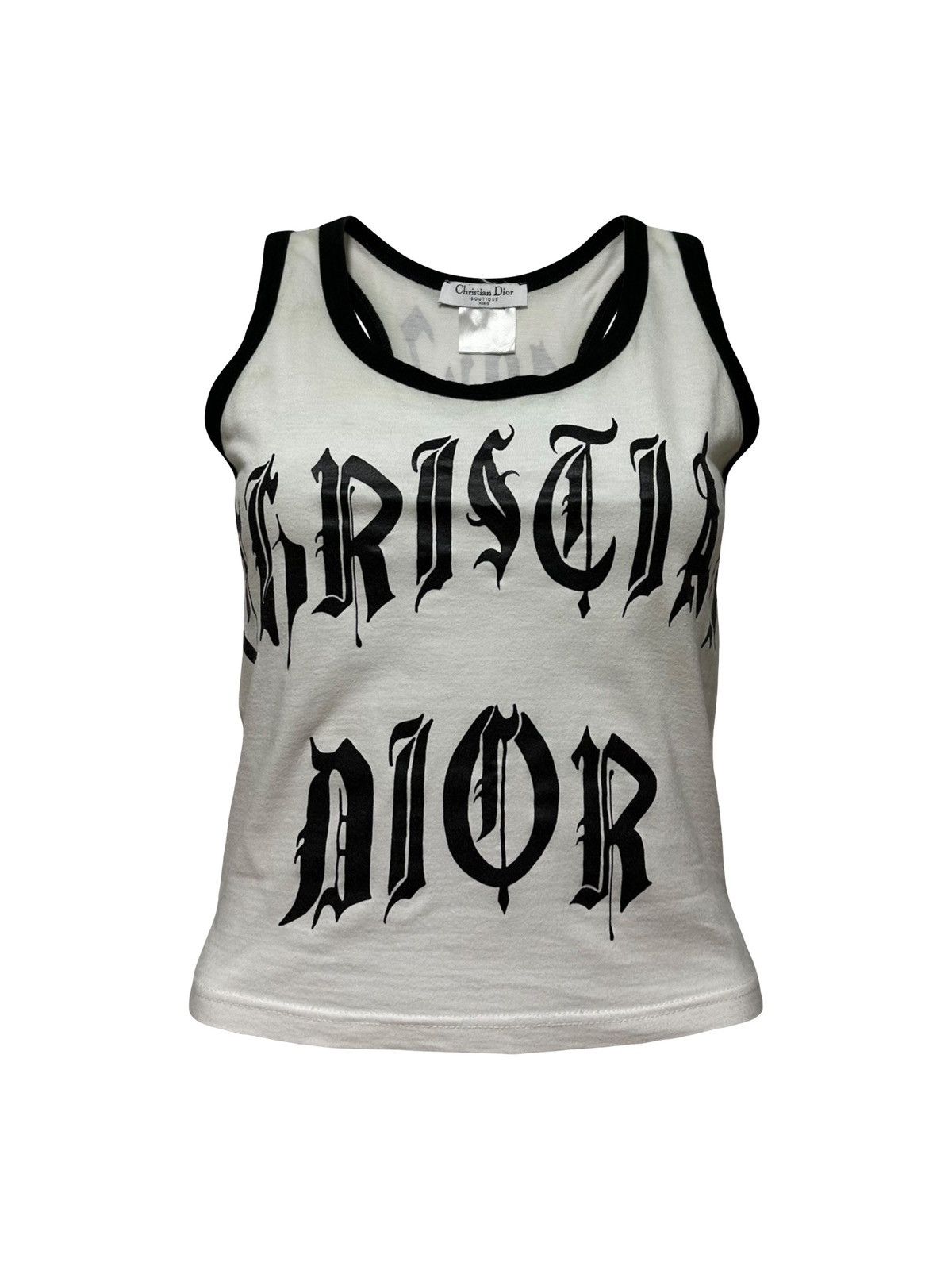 Dior CHRISTIAN DIOR Spring Summer 2002 Gothic Logo Tank Top Size S / US 4 / IT 40 - 1 Thumbnail