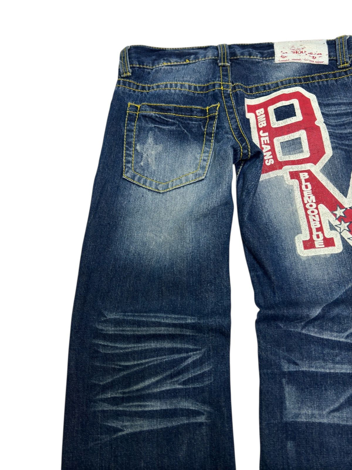 Hysteric Glamour Blue Moon Straight Cut Low Rise Jeans Y2K Graphic Denim Size US 31 - 9 Thumbnail