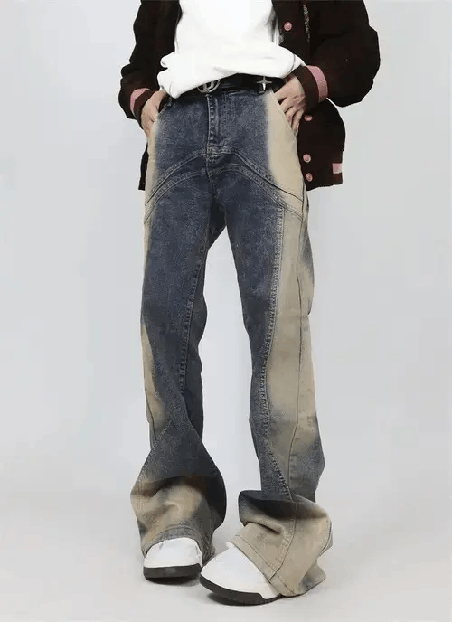 Japanese Brand × Jean Street wash spliced gradient design baggy hip hop jeans Size US 32 / EU 48 - 2 Thumbnail