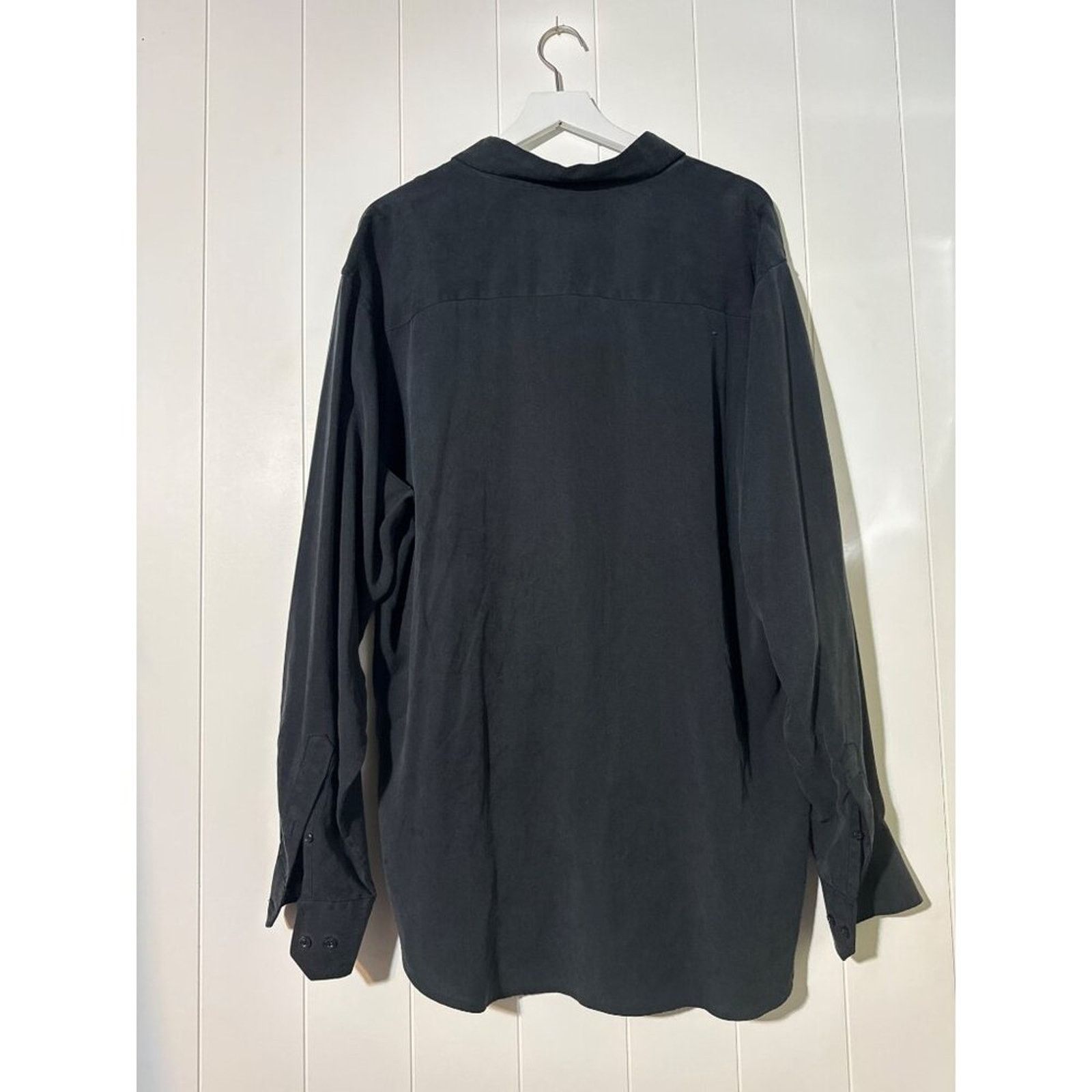 BUGATCHI Bugatchi Uomo Dress Shirt Black Tencel Button Mens XL Size US XL / EU 56 / 4 - 4 Thumbnail