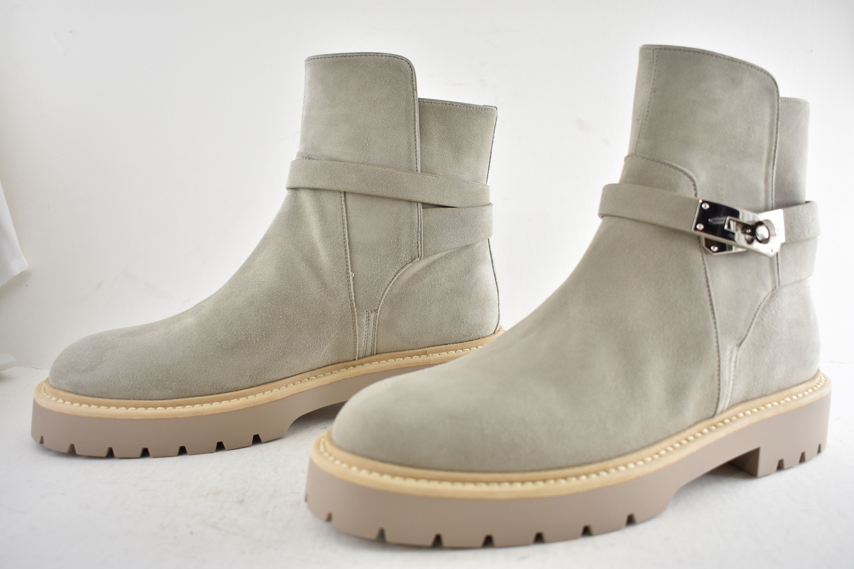 Hermes Hermes Jeff Ankle Boot Galet Suede Kelly Lock Buckle 40 Size US 10 / IT 40 - 13 Thumbnail