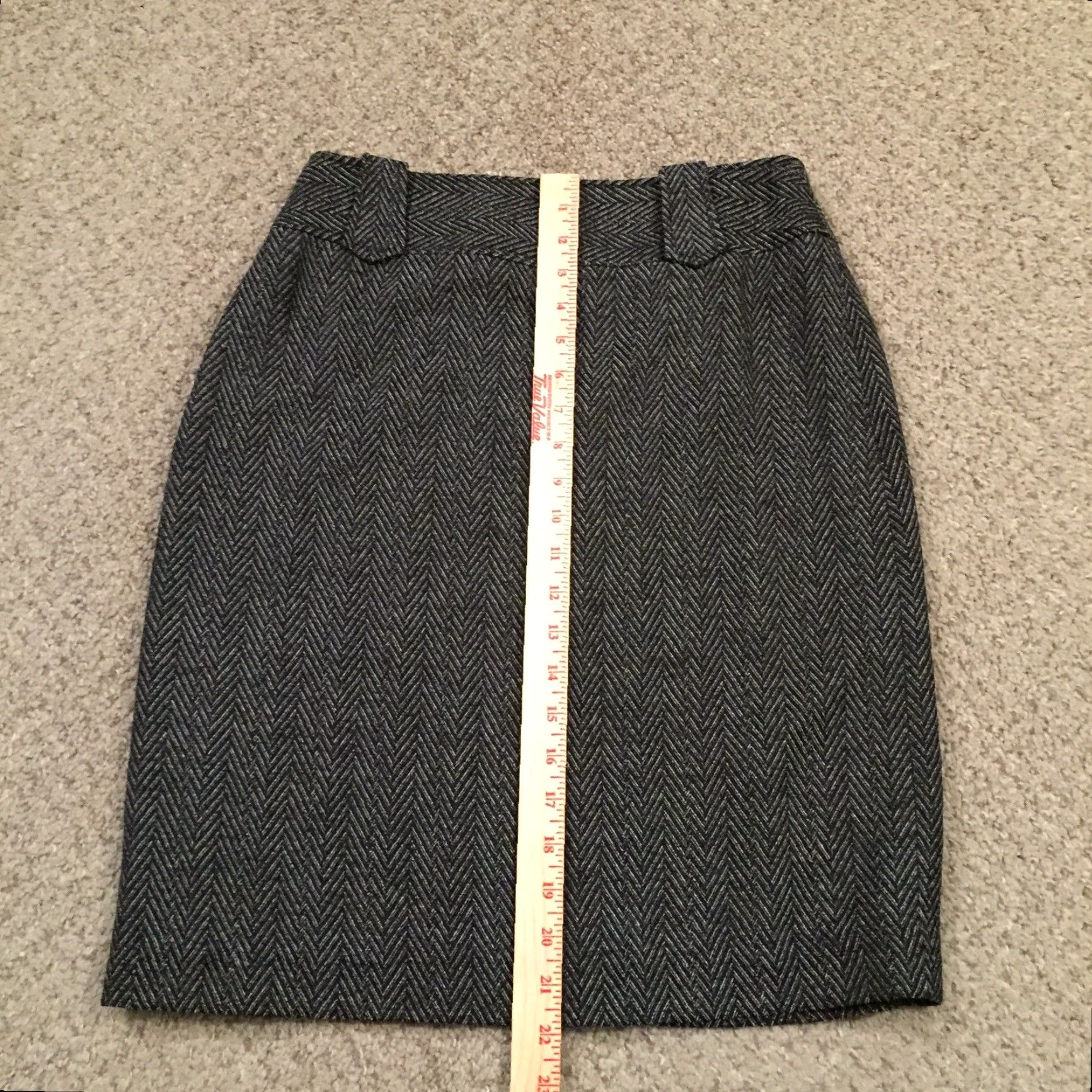 Vintage B. Moss Skirt Gray Herringbone Knee Length Lined Slit Zip Size 2 Pencil Women's Regular Vintage No Size 26" / US 2 / IT 38 - 4 Thumbnail