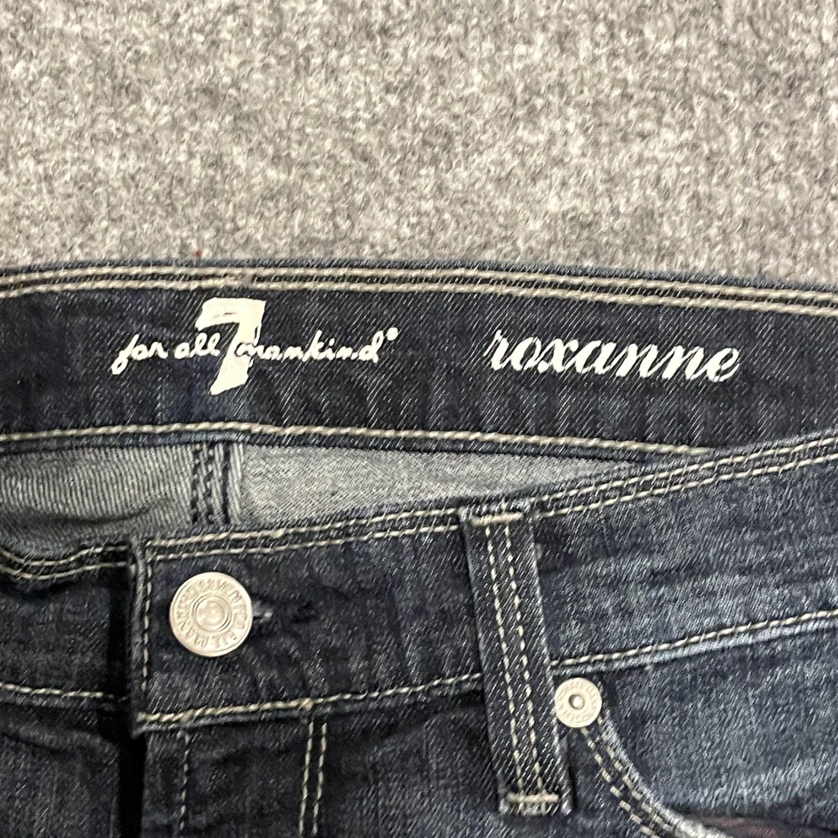 7 For All Mankind 7 For All Mankind Jeans Roxanne Womens 30 Slim Low Rise Denim Blue 7 For All Mankind Embroidered Pockets Womens Size 24" / US 00 / IT 34 - 7 Thumbnail