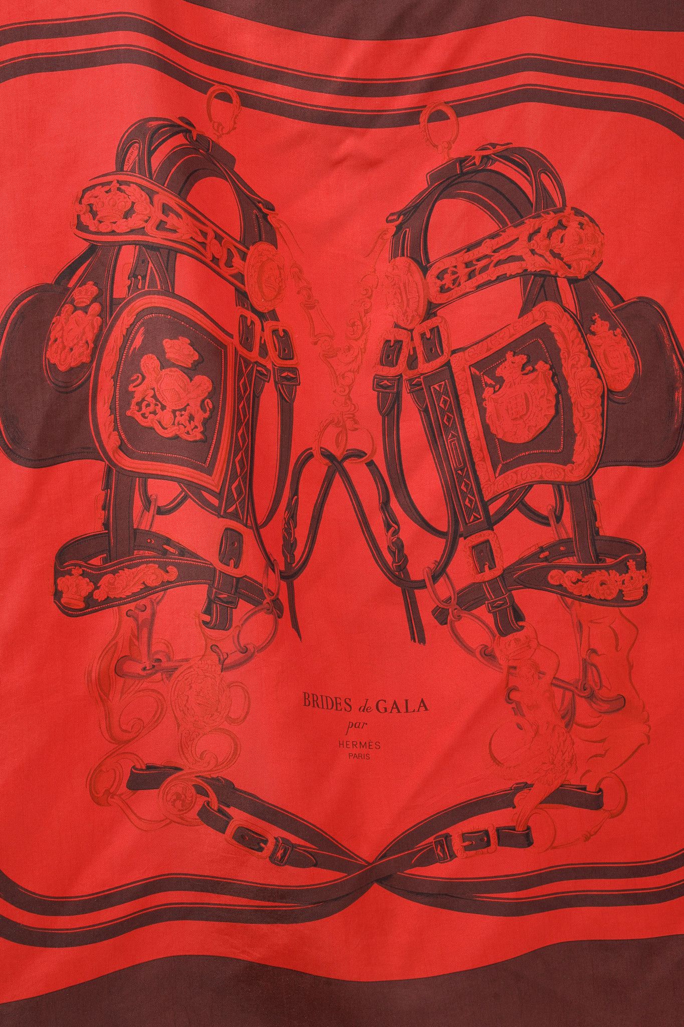 Hermes Hermes Brides de Gala 90 Red Dip-Dye Silk Scarf Size ONE SIZE - 2 Thumbnail