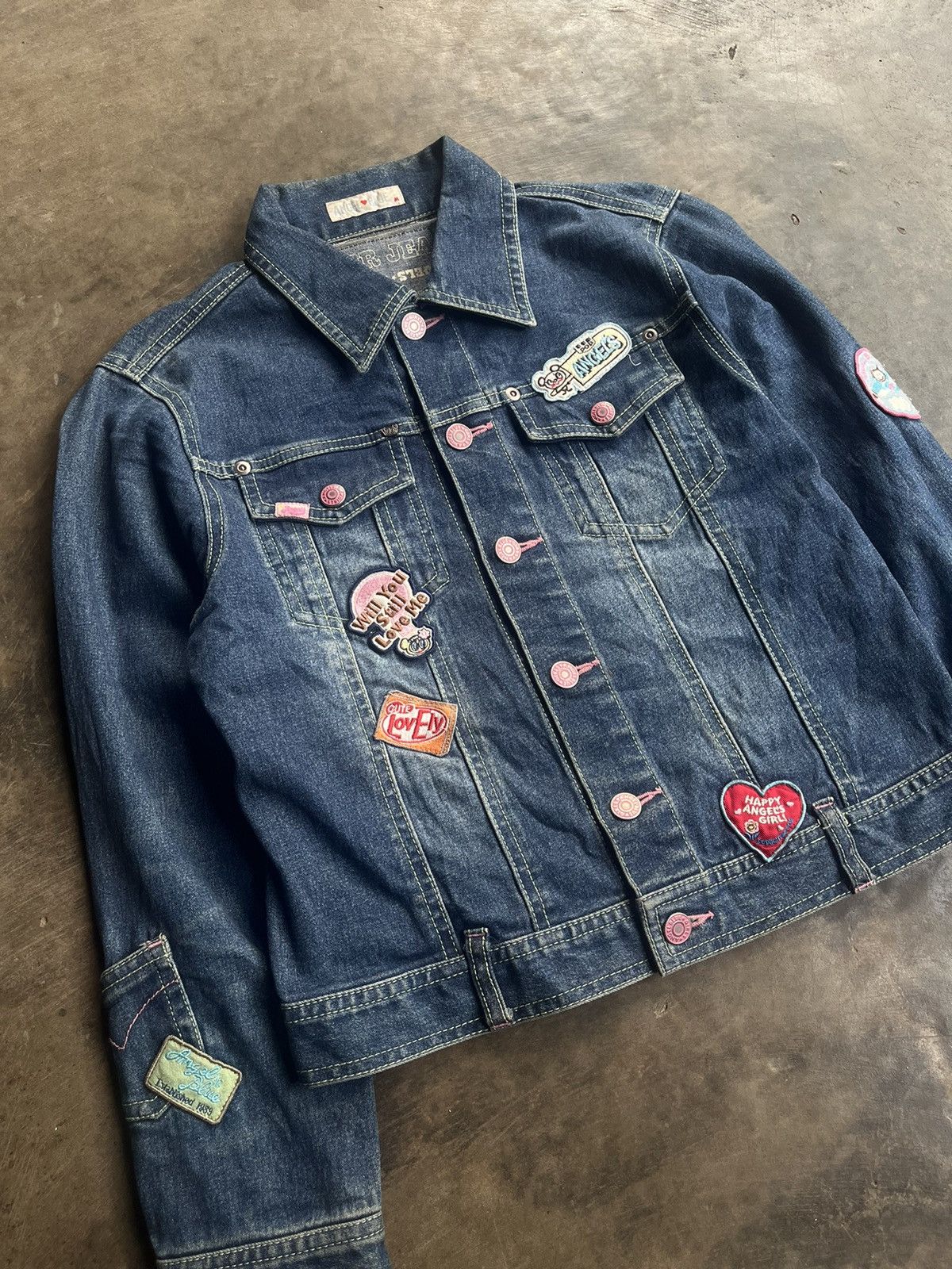 Angel Blue × Hysteric Glamour × Japanese Brand 2000s Angel Blue Japanese Y2k Embroidery Patch Denim Jacket Size M / US 6-8 / IT 42-44 - 3 Thumbnail