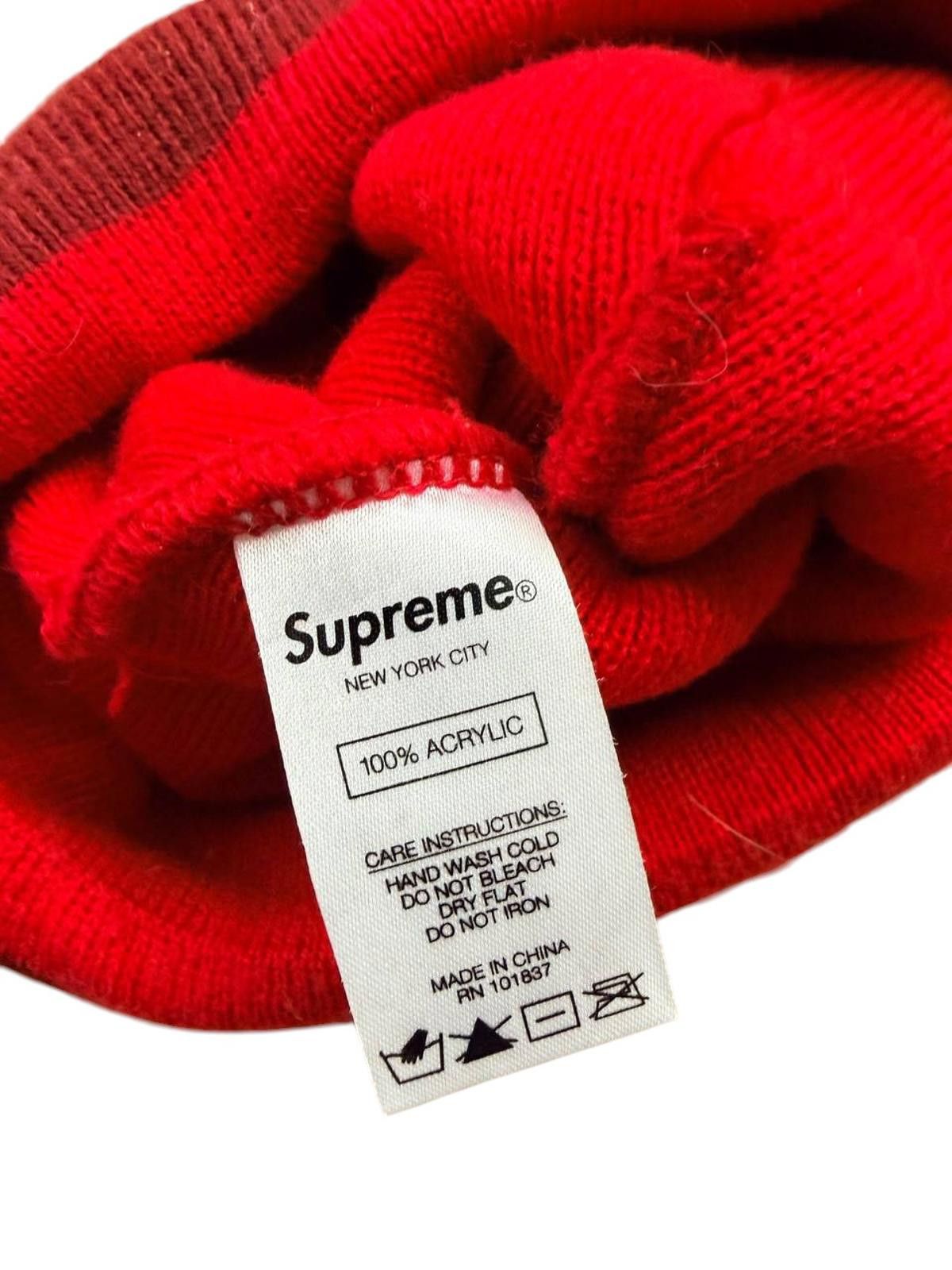 Supreme Supreme Red Cuff Stripe Beanie — O/S Size ONE SIZE - 3 Thumbnail