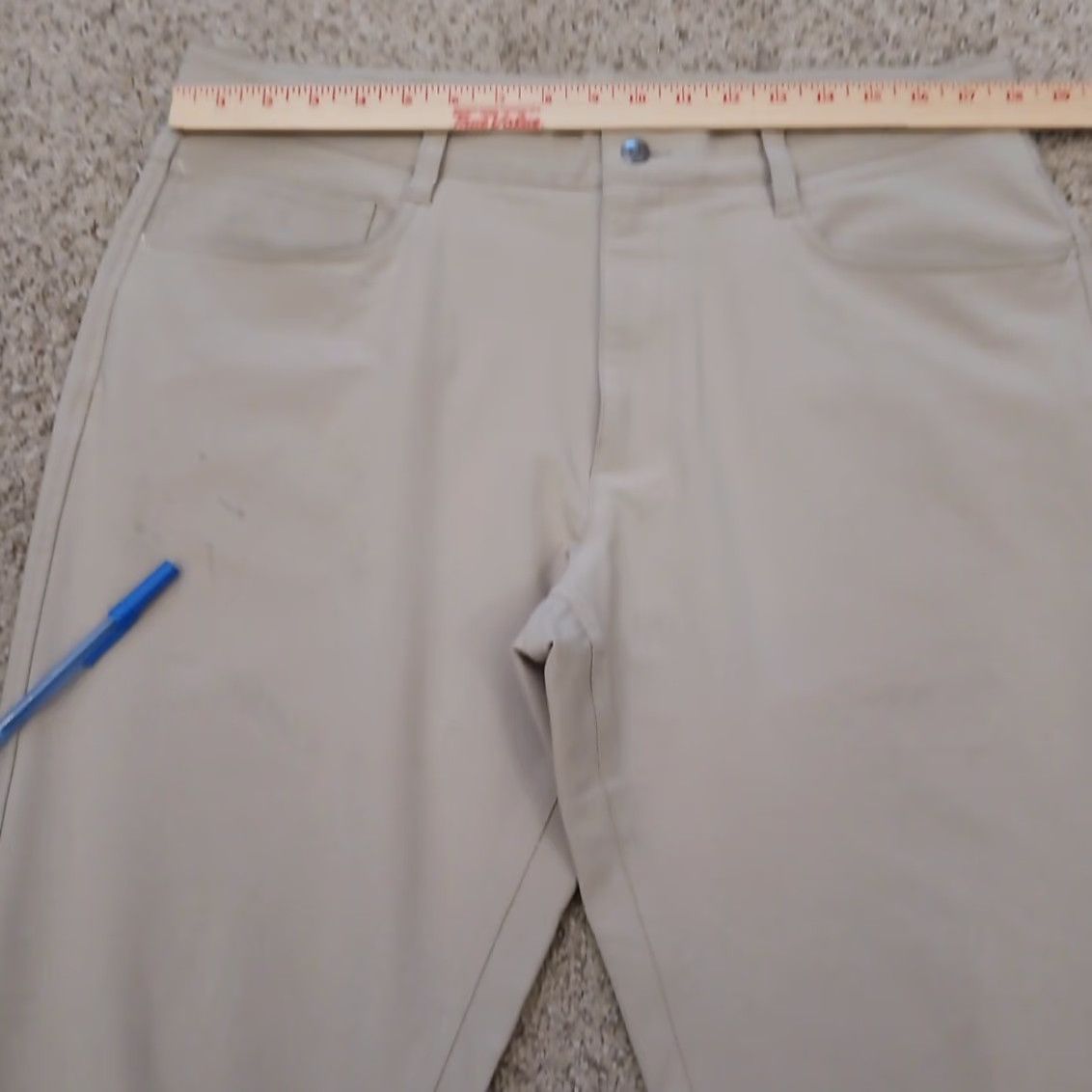 Footjoy FootJoy Pants Mens Size 36 Athletic Flat Front Beige Chino Polyester Blend Straight Leg 30 In Regular Size US 36 / EU 52 - 2 Thumbnail