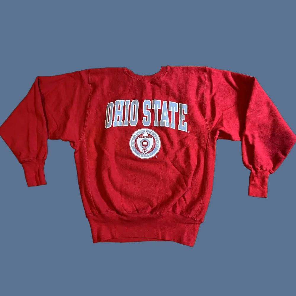 Champion VINTAGE Champion Reverse Weave Sweatshirt Men’s Large Ohio State Red 90s USA Logo Graphic Print College Sports Shirt Size US L / EU 52-54 / 3 - 1 Thumbnail