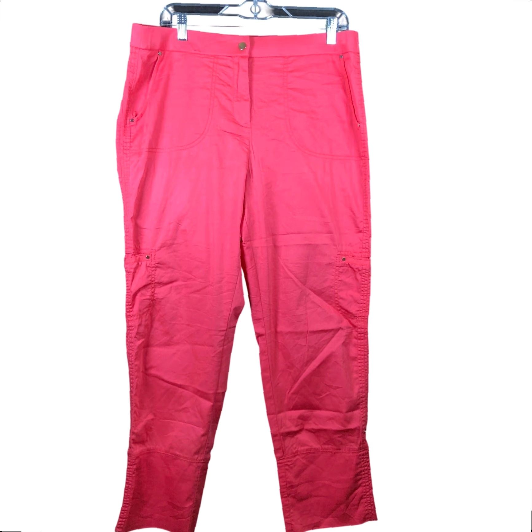 Vintage Chicos Womens Pants Red High Rise Cropped Stretch 1.5 M Cropped Front Flat Front Zip Button Pockets Casual Workwear 34 in Inseam 27 in Regular Size 24" / US 00 / IT 34 - 2 Thumbnail