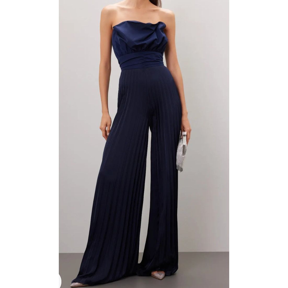 Other One 33 Social Navy Pleated Cocktail Formal Pantsuit Size 28" / US 6 / IT 42 - 1 Thumbnail