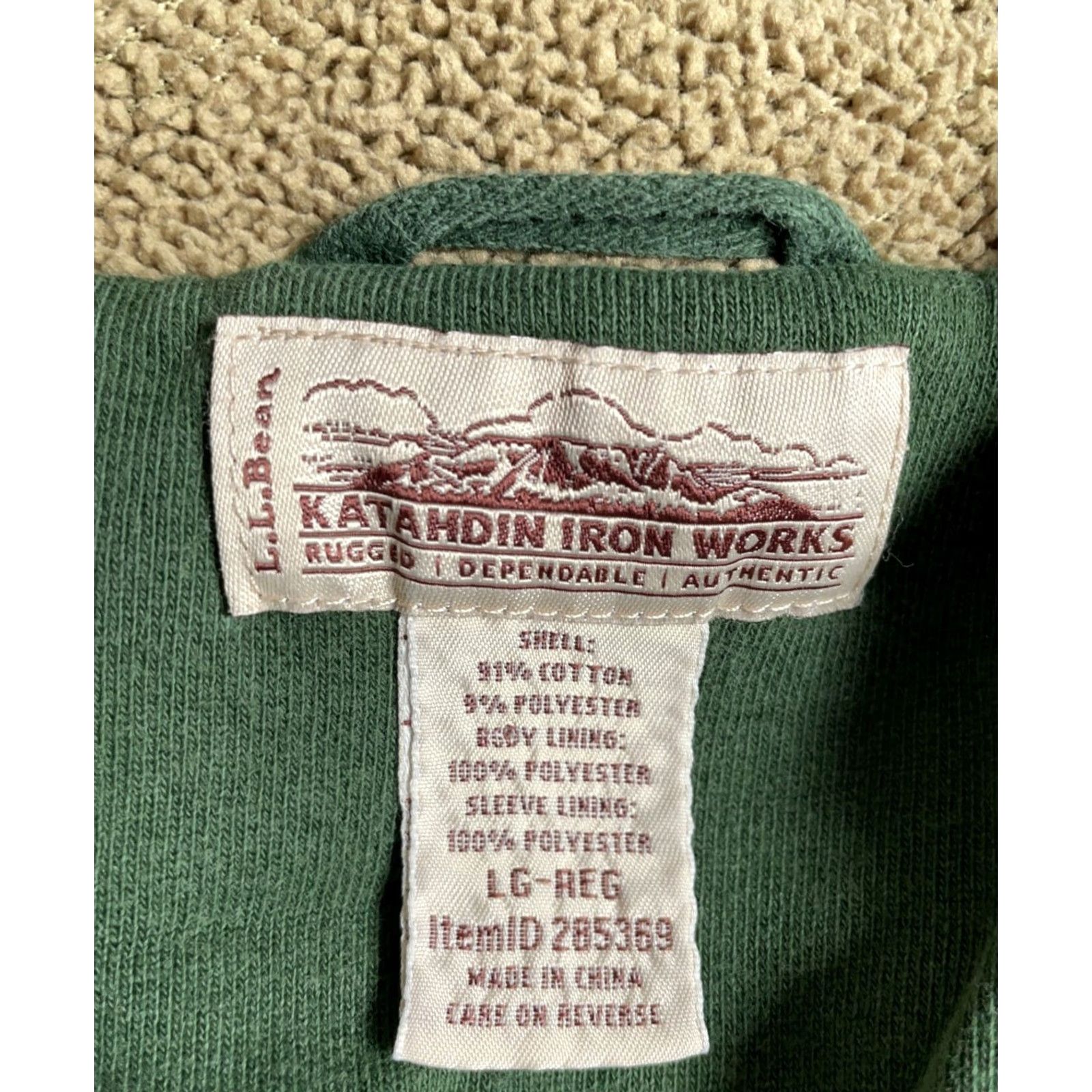 Vintage L.L. Bean Katahdin Iron Works Sherpa Zip Hoodie Men's Large Green Sweatshirt Size US L / EU 52-54 / 3 - 2 Thumbnail