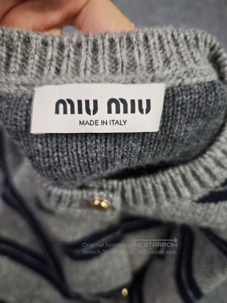 Miu Miu Miu Miu 38 Double knit logo patch cardigan sweater Size M / US 6-8 / IT 42-44 - 3 Thumbnail