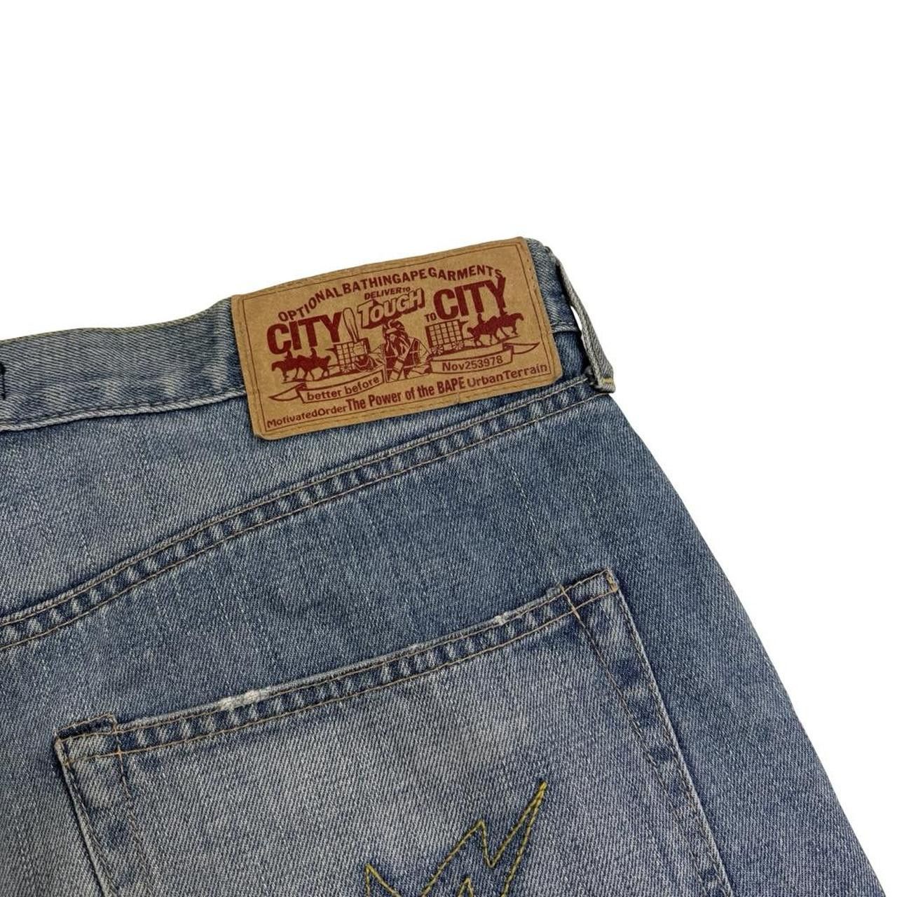 Bape Vintage Bape Embroidered Star Denim Shorts / Jorts Waist 35 Size US 35 - 4 Thumbnail
