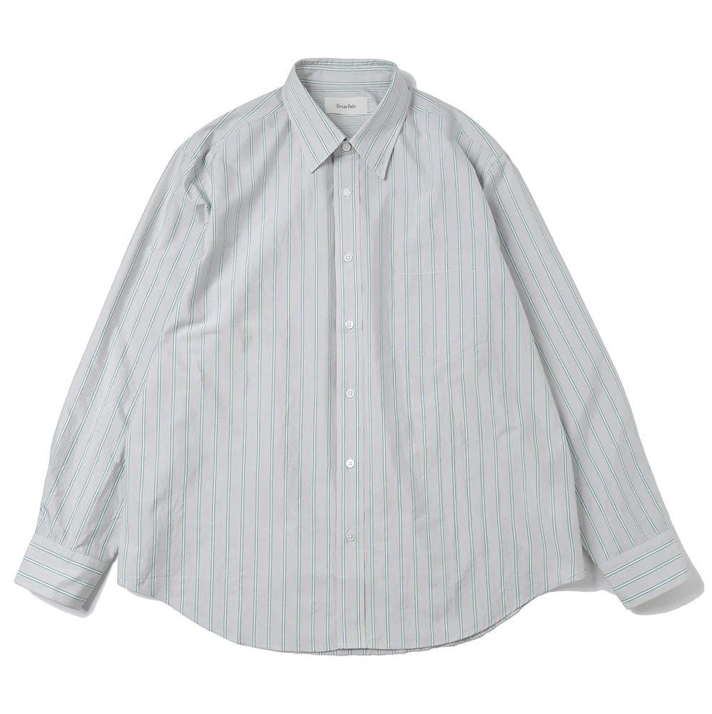 Ernie palo cotton silk shirt green grey size 50