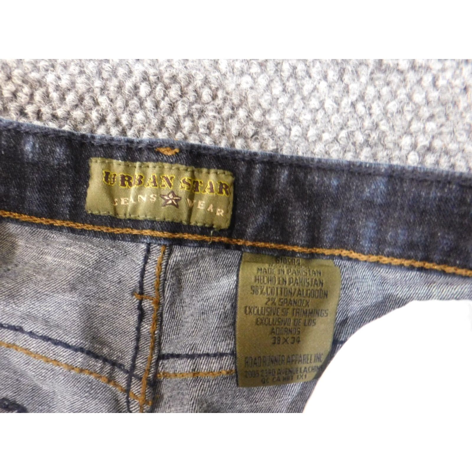 Vintage Urban Star Jeans 38x34 Jeans Mens Blue Dark Denim Straight Star 90s Theme Distressed Pockets Regular Metallic Zipper Retro City Wear Size US 38 / EU 54 - 6 Thumbnail
