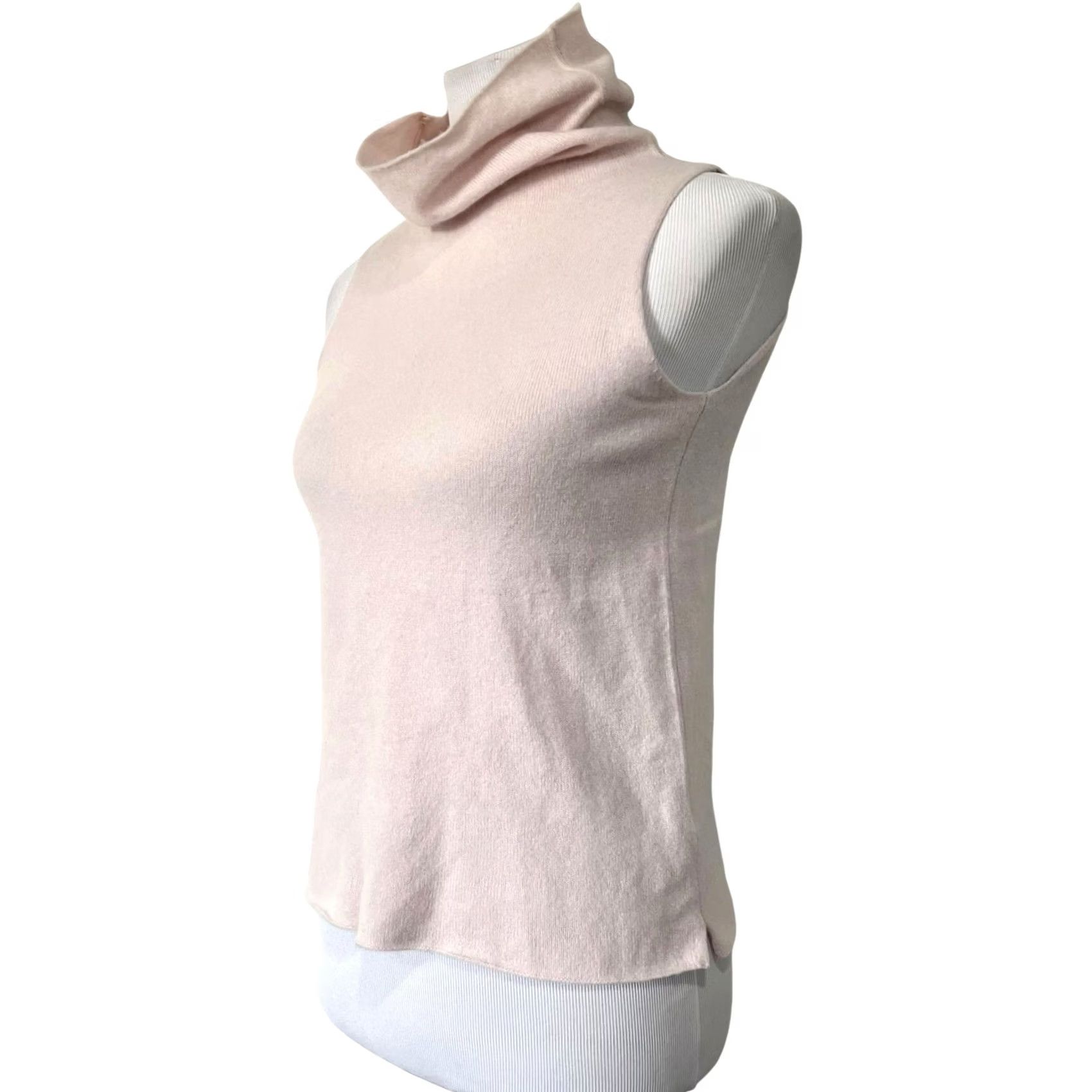 Vintage Margaret O’Leary Cashmere Sweater Cowl Neck Sleeveless Pale Pink Women’s Sz S Size S / US 4 / IT 40 - 2 Thumbnail