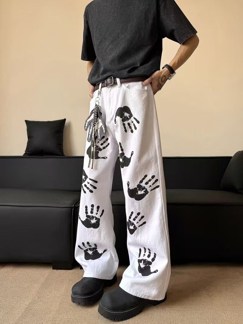 Japanese Brand × Jean Street hip-hop palm print baggy jeans Size US 30 / EU 46 - 5 Thumbnail