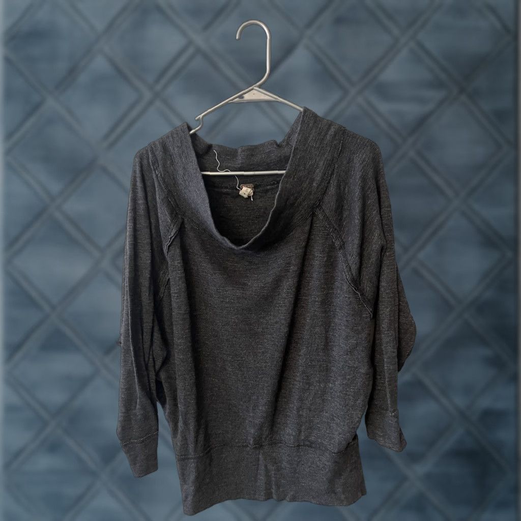 Free People Free People Sweatshirt Boat Neck Gray S Womens Pullover Knit Stretch Rib Knit Oversized/Activewear Mens? Size S / US 4 / IT 40 - 1 Thumbnail