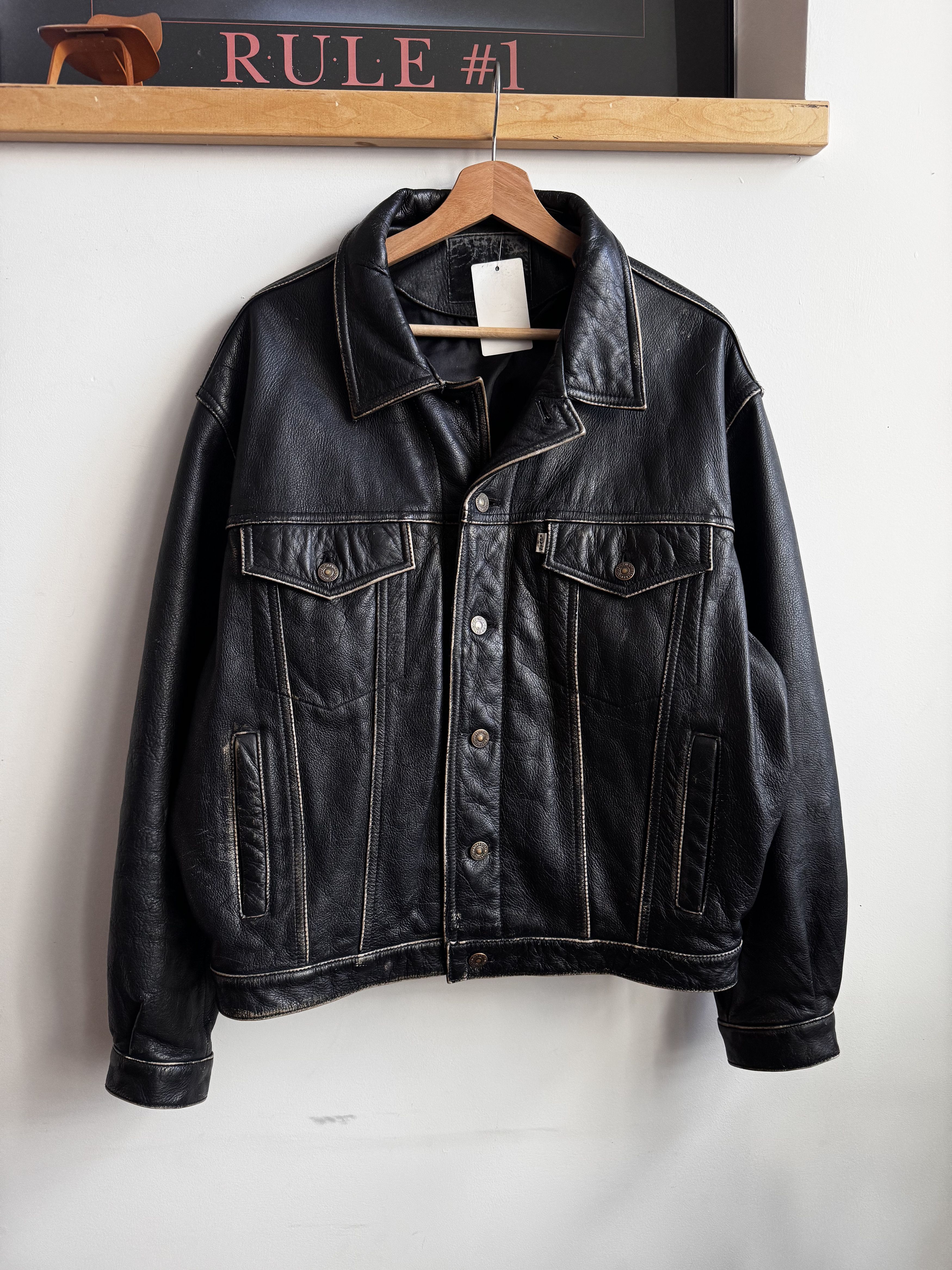 Levi's 90/00s Levis Thick Leather Type 3 Jacket Size L Size US L / EU 52-54 / 3 - 1 Thumbnail