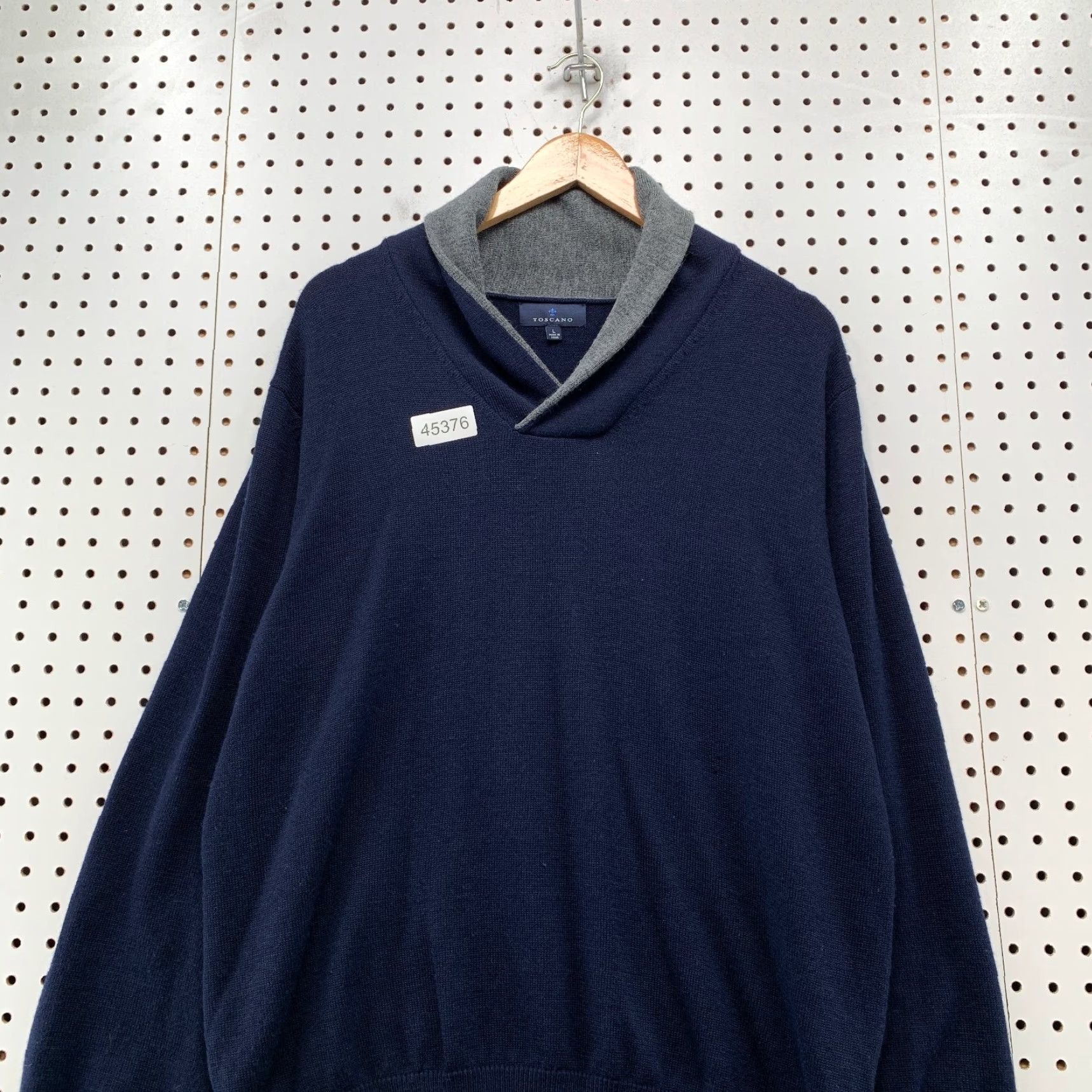 Vintage Toscano Merino Wool Sweater Mens Large Blue Shawl Collared Knit Soft Shirt Size US L / EU 52-54 / 3 - 2 Thumbnail