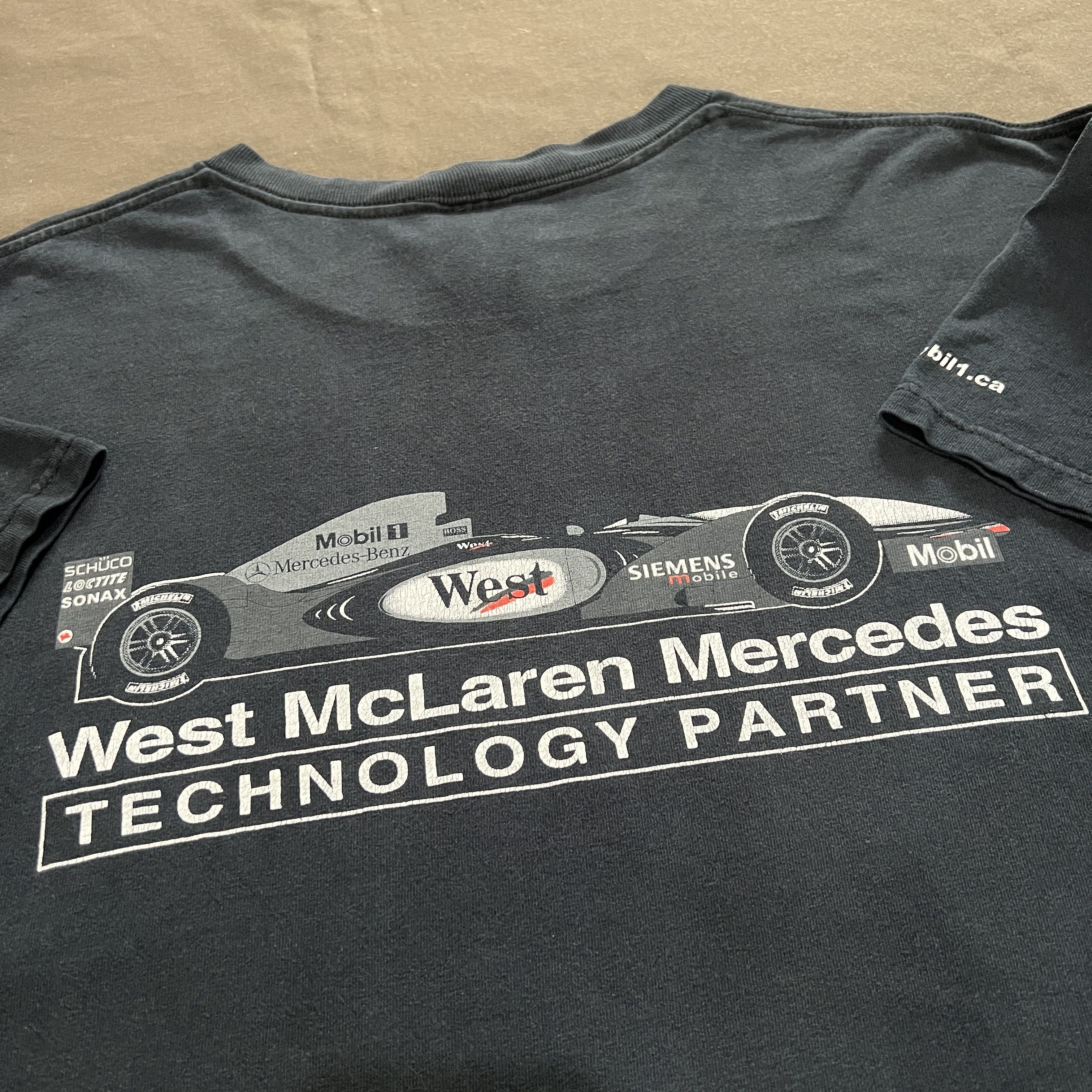 Ferrari Vintage Mobile West McLaren Mercedes F1 Formula 1 Promo Tee Size US XL / EU 56 / 4 - 1 Thumbnail