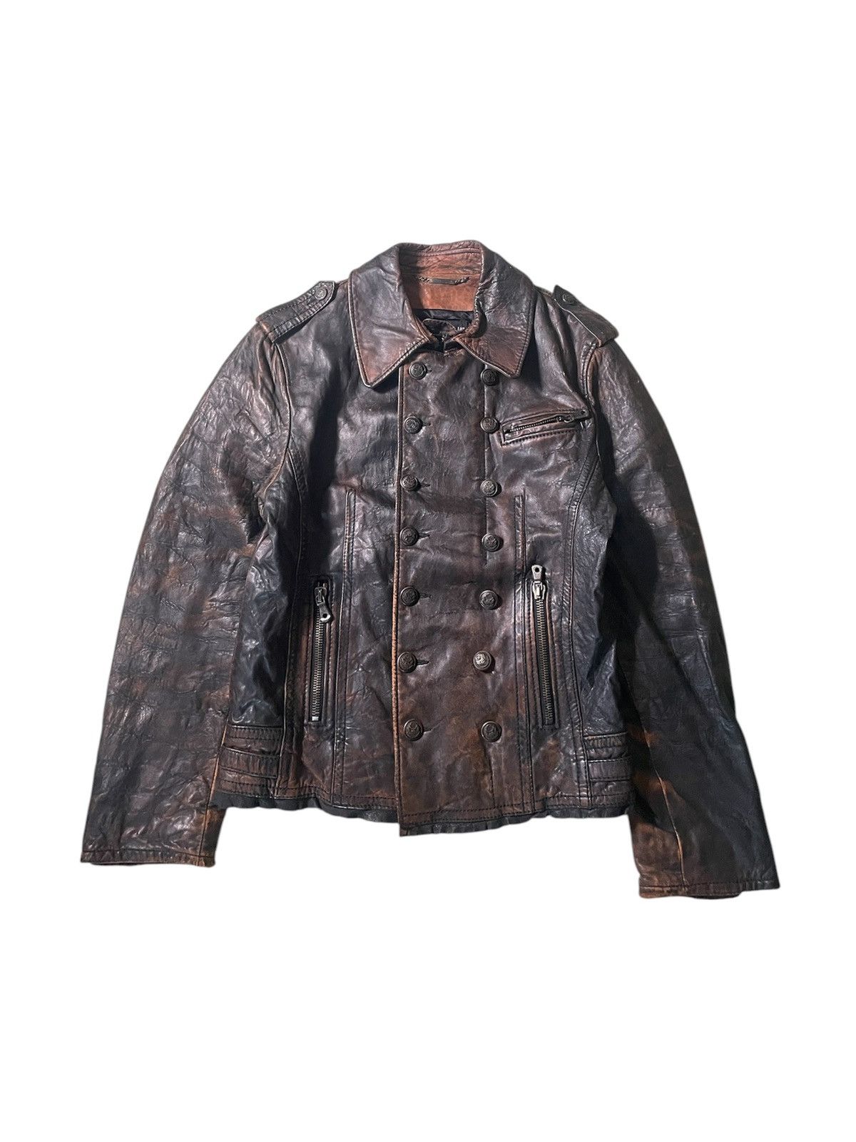 Dolce & Gabanna Lambskin Double Breasted Leather Jacket