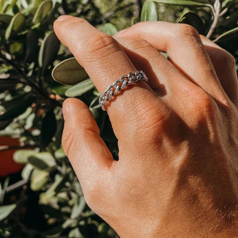 Jewelry × Vintage Mens Miami Cuban Chain Ring Size ONE SIZE - 1 Thumbnail