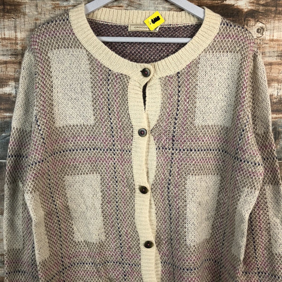 Vintage DLL Crocodille Brown Cardigan Knitwear #C040 Size US L / EU 52-54 / 3 - 5 Thumbnail