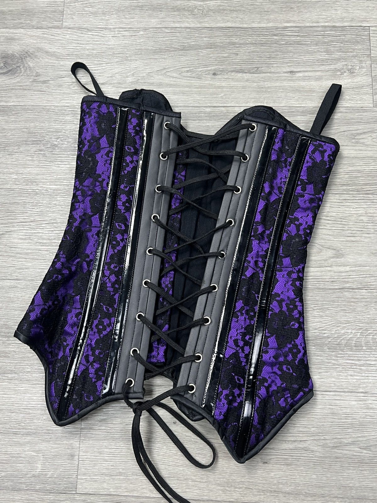 Other Sacrifice Purple Black Lace Overbust Goth Corset Top S Size S / US 4 / IT 40 - 5 Thumbnail