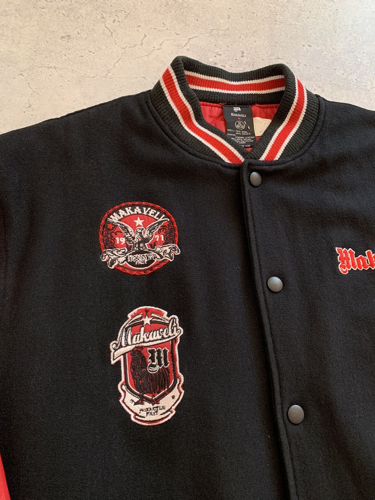 Makaveli VTG 90’s Makavelli 2Pac Wool/Leather Bomber Jacket XL size Size US XL / EU 56 / 4 - 5 Thumbnail