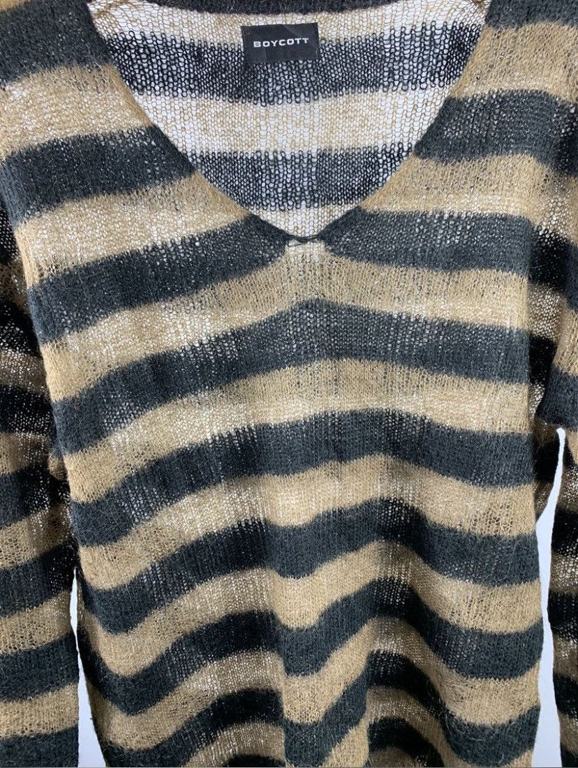 Issey Miyake Boycott Grunge Mesh knit Stripe Number Nine Kurt style Size US M / EU 48-50 / 2 - 3 Thumbnail