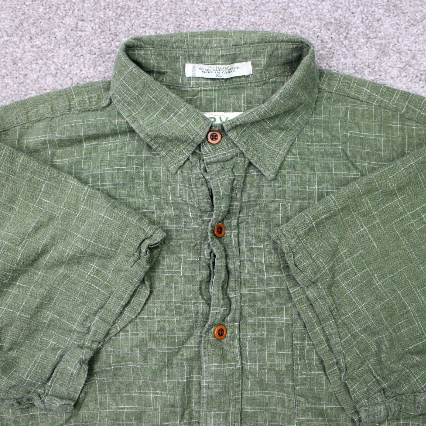 Orvis Orvis Shirt Mens XL Green Check Hemp/Organic Cotton Short Sleeve Button Up Size US XL / EU 56 / 4 - 2 Thumbnail