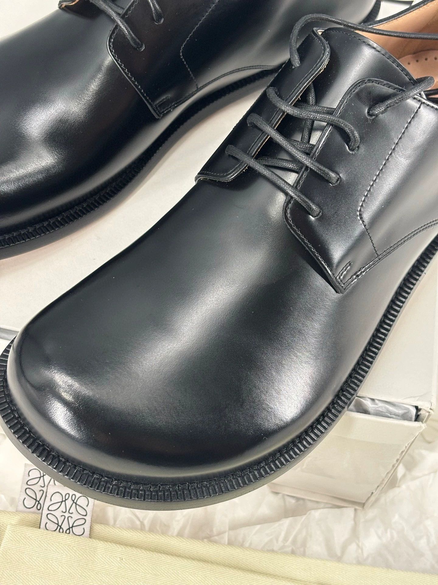 Loewe Loewe Black Leather Campo Shoes for Men Size US 8.5 / EU 41-42 - 2 Thumbnail